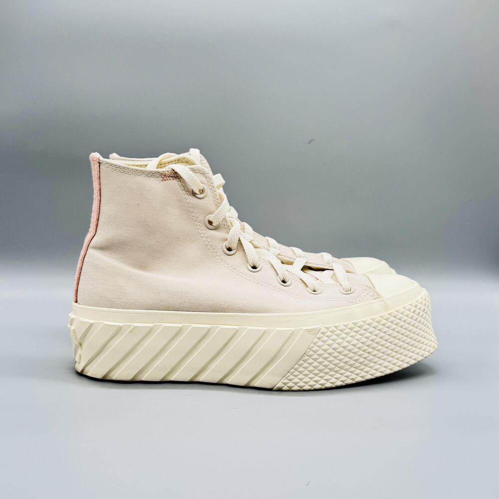 Converse Shoes Womens 8.5 Beige Chuck Taylor All Star High Top Platform Sneakers